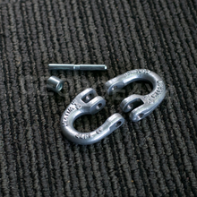 Load image into Gallery viewer, Grade 100 HammerLock Chain Connector Connecting Link Size: 8mm, WLL 2.5ton (2500kg) Breaking Force: 10ton (10000kg) DESCRIPTION and FEATURES: Size: 8mm WLL: 2.5ton BS: 10.0ton (4 times of WLL)  Grade: 100 (T10) Made from Quality Alloy steel Drop forged and heat treated Test certificate supplied upon request Pin comes with Galv.  Item # 10HL08  Trailer chain extender (chain extend) for BOTH 4177-35 or 4177-25
