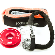 Load image into Gallery viewer, George4x4 Winch Accessory Kit Tree Trunk Protector with Ring and Soft Shackle Combo This kit includes 1pc*Tree Trunk Protector 14000kg, 75mm*3m/4m 1pc*Soft Shackle, Australian made 22000kg, 1pc*Aluminum Snatch Ring, Australian designed & tested 15000kg Can also be used with a Manual Pulling winch of 1600kg/2500kg/3200kg