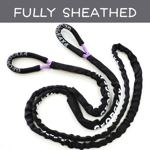 George4x4 Bridle Rope is constructed of a unique ultra-high molecular weight polyethylene material(UHMWPE), It is extremely high-strength and low-stretch. This Bridle rope has been fully sheathed into one piece, can be used as a tree trunk protector and extension for kinetic rope or snatch strap. UV resistant, waterproof and more durable Very light, can float in water Both ends have protective sleeves and are fully sheathed Australian-made, Australian tested 10mm, Minimum Breaking force rated 9500kg