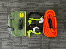 Load image into Gallery viewer, George4x4 Kinetic Rope Soft Shackle Kit
This kit includes

1pc*Kinetic Rope(Orange), 100% double braided Nylon

22mm*9m

Breaking Strength: 13300kg

2pcs*Soft Shackles (Green), designed with Black eye, Australian made

Total length: 70cm

Breaking Strength: 19800kg

1pc*Soft Shackle Hitch (SK+ Hitch)

WLL 5000kg, Breaking Strength: 20000kg

1pc*Carry Bag 