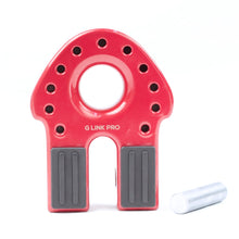 Load image into Gallery viewer, Winch Shackle Link/G Link replaces traditional winch hooks, smooth surface, large&rounded eyelet diam. of 32mm *Designed in Australia *Suits for BOTH Soft Shackle & D Shackle *UV-resistant in red paint *Flat Shackle Winch Hook  IP Australia Certified Design. Compatible with ARB Mounting folding bracket. Upgraded with a surface featuring holes on one side for a stylish appearance & lighter-weight
