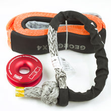 Load image into Gallery viewer, George4x4 Winch Accessory Kit Tree Trunk Protector with Ring and Soft Shackles Combo This kit includes 1pc*Tree Saver 14000kg*75mm*3m, 1pc*Soft Shackle Australian made from 13300kg to 22000kg, 1pc*Aluminum Snatch Ring, Australian designed & tested 11000kg (Silver/Red) Can be used with Manual Pulling winch of 1600kg/2500kg/3200kg.