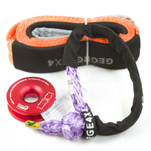 Load image into Gallery viewer, George4x4 Winch Accessory Kit Tree Trunk Protector with Ring and Soft Shackles Combo This kit includes 1pc*Tree Saver 14000kg*75mm*3m, 1pc*Soft Shackle Australian made from 13300kg to 22000kg, 1pc*Aluminum Snatch Ring, Australian designed & tested 11000kg (Silver/Red) Can be used with Manual Pulling winch of 1600kg/2500kg/3200kg.