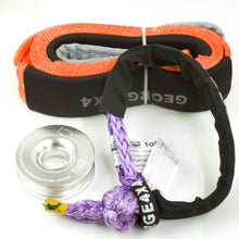 Load image into Gallery viewer, George4x4 Winch Accessory Kit Tree Trunk Protector with Ring and Soft Shackles Combo This kit includes 1pc*Tree Saver 14000kg*75mm*3m, 1pc*Soft Shackle Australian made from 13300kg to 22000kg, 1pc*Aluminum Snatch Ring, Australian designed & tested 11000kg (Silver/Red) Can be used with Manual Pulling winch of 1600kg/2500kg/3200kg.