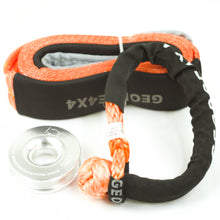 Load image into Gallery viewer, George4x4 Winch Accessory Kit Tree Trunk Protector with Ring and Soft Shackles Combo This kit includes 1pc*Tree Saver 14000kg*75mm*3m, 1pc*Soft Shackle Australian made from 13300kg to 22000kg, 1pc*Aluminum Snatch Ring, Australian designed & tested 11000kg (Silver/Red) Can be used with Manual Pulling winch of 1600kg/2500kg/3200kg.