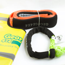 Load image into Gallery viewer, George4x4 Winch Accessory Kit includes 1pc*Tree Trunk Protector made of quality polyester, 3m 14000kg. 1pc*Soft Shackle, Australian-made UHMWPE rope 15000kg/18000kg/19800kg/22000kg. 1pc*Winch line Damper Tree trunk protector can be used as an equaliser, enforced eyelets at both ends Heavy-duty design Safer and Lighter