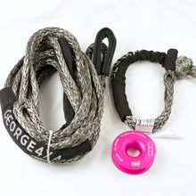 Load image into Gallery viewer, 12mm 13,200kg Grey Winch Extension / Tow Rope + 1× 19,800kg Soft Shackle ( Grey ) + 11,000kg Recovery Ring ( RED or pink) – 4WD Winch Recovery Combo
