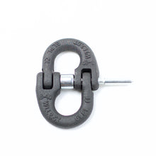 Load image into Gallery viewer, Grade 100 HammerLock Chain Connector Connecting Link Size: 8mm, WLL 2.5ton (2500kg) Breaking Force: 10ton (10000kg) DESCRIPTION and FEATURES: Size: 8mm WLL: 2.5ton BS: 10.0ton (4 times of WLL) Grade: 100 (T10) Made from Quality Alloy steel Drop forged and heat treated Test certificate supplied upon request Pin comes with Galv. Item # 10HL08 Trailer chain extender (chain extend) for BOTH 4177-35 or 4177-25