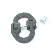Load image into Gallery viewer, Grade 100 HammerLock Chain Connector Connecting Link Size: 6mm, WLL 1.4ton (1400kg) Breaking Force: 5.6ton (5600kg) DESCRIPTION and FEATURES: Size: 6mm WLL: 1.4ton BS: 5.6ton (4 times of WLL)  Grade: 100 (T10) Made from Quality Alloy steel Drop forged and heat treated Test certificate supplied upon request Pin comes with Galv.  Trailer chain extender (chain extend) for BOTH 4177-35 or 4177-25
