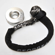 Load image into Gallery viewer, 2pcs*Soft Shackles (Silver button), Australian made  Size: 12mm  Length: 60cm or 70cm Breaking Strength: 22000kg  1pc*Aluminum Pulley Snatch Ring(NEW DESIGN), Australian designed and NATA accredited lab tested Breaking Strength: 11000kg. Rated load 11000kg, strictly tested, no failure till 11000kg Curved edge and bigger groove!  Rope running from 8mm to 14mm Solid Aluminium polished Net weight: 0.41kg, lighter and safer Soft shackle can float in water Protective sleeve fitted UV-resistant, waterproof