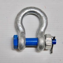 Load image into Gallery viewer, Rated Bolt Shackle 1000kg Grade S Bow type with Safety pin and nut blue pin safety factor 6:1 Rigging Lifting