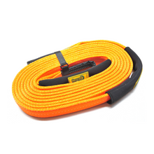 Load image into Gallery viewer, To rescue a vehicle stuck in sand or mud, use a snatch strap, which can stretch 10-20% under load and stores kinetic energy. George4x4 snatch straps are made of top quality 100% nylon Highly elastic that can be elongated up to 20% UV-resistant, waterproof and more durable Both ends have reinforced eyelets Comes with 2pcs removable sleeves. 17000kg*9m. It is designed for heavy-duty trucks or big rigs with a caravan.