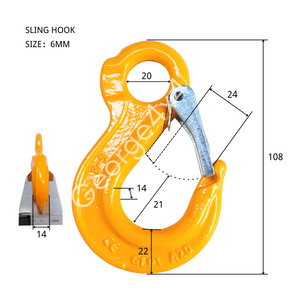 Eye Sling Hook 6mm WLL 1.12ton, Grade 80 Chain Lifting Sling