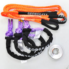 Load image into Gallery viewer, 4WD Recovery Kit: 11000kg Orange/Purple Bridle (equalizer) Rope + Soft shackle + Snatch Ring