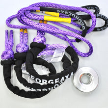 Load image into Gallery viewer, 4WD Recovery Kit: 11000kg Orange/Purple Bridle (equalizer) Rope + Soft shackle + Snatch Ring