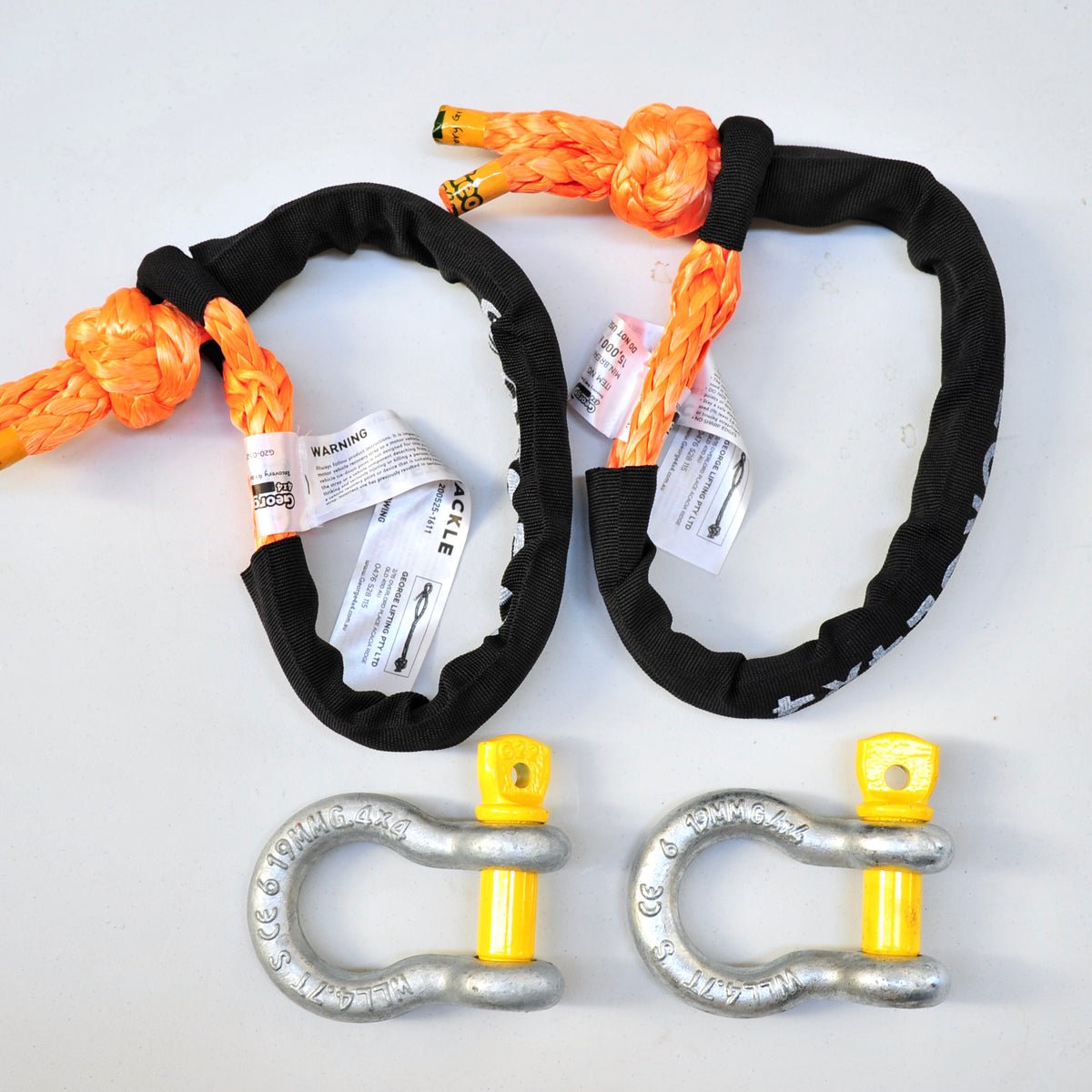 Rated Steel Shackle + Soft Shackle KIT, heavy duty Recovery kit for Snatch Towing and Winch, 4WD