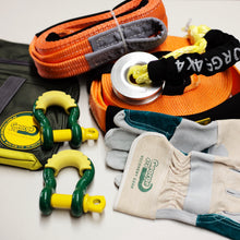 Load image into Gallery viewer, 4WD Recovery WinSnatching Kit (8pcs): 8T Snatch Strap + 14T Tree Trunk Protector + Soft Shackle + Snatch Ring + 2*Rated Shackles + Isolator + Bag + Gloves