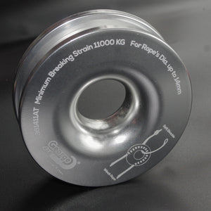 A Snatch pulley ring is an ideal alternative to a traditional snatch block. It's designed to fit soft shackles and synthetic winch ropes. It's lighter, smaller, and safer with no sharp edges. Curved surface and wider groove, less friction to ropes and soft shackles. Lighter, safer and more durable. Breaking strength 11000kg, strictly tested in Australia by NATA-certified lab Solid aluminium machined and polished Outer diam 100mm, inner diam 30mm Rope running 8mm to 14mm, 0.40kg