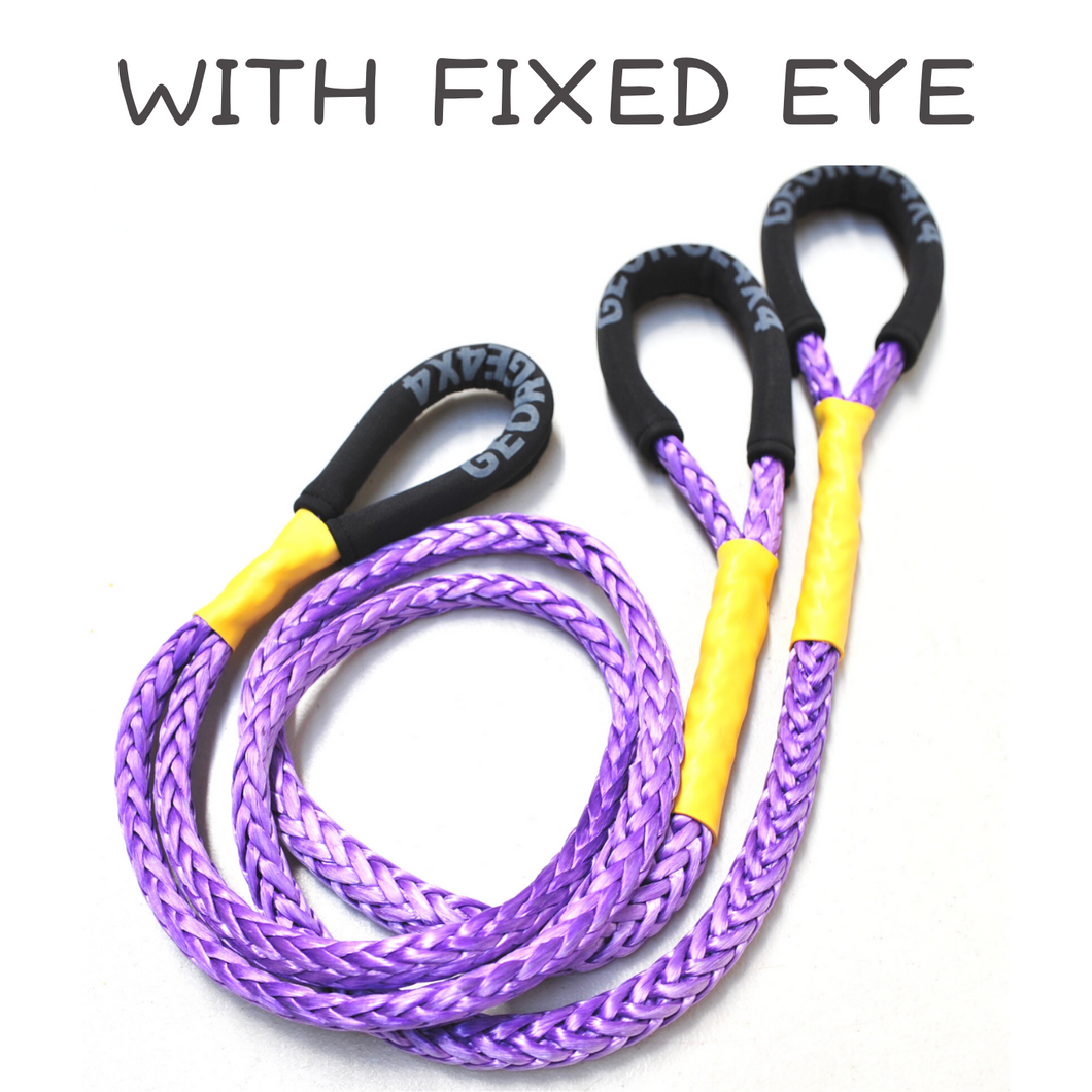George4x4 Bridle Rope is constructed of a unique ultra-high molecular weight polyethylene material(UHMWPE), also known as Dyneema/Spectra. It is extremely high-strength and low-stretch. Description: UV resistant, waterproof and more durable Very light, can float in water Both ends have protective sleeves and one fixed eyelet in the middle Australian-made, Australian tested Features: 11mm, rated 11000kg, breaking load tested 11200kg