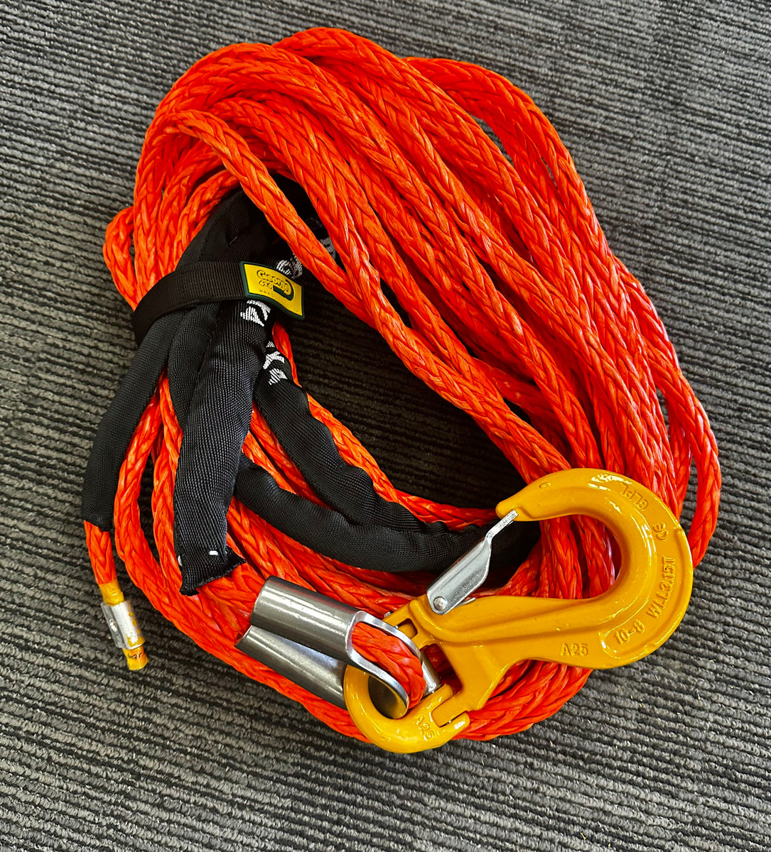 Winch Rope 26m*11000kg, SS Thimble eye and heavy duty Hook 4WD Recover ...