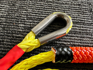 George4x4 Bridle Rope is constructed of a unique ultra-high molecular weight polyethylene material(UHMWPE), also known as Dyneema/Spectra. It is extremely high-strength and low-stretch. Description: Waterproof and more durable Made of UHMWPE rope, very light, can float in water High Abrasion resistance and good UV resistance No stretch, easy handling Hard Eye designed-Heavy duty Reinforced eyelets with STAINLESS STEEL THIMBLE Australian-made, Australian tested FEATURES: 10mm, rated breaking 9500kg