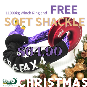 [Xmas Sale] 11000kg Snatch Ring/Winch Ring Red and FREE Soft Shackle