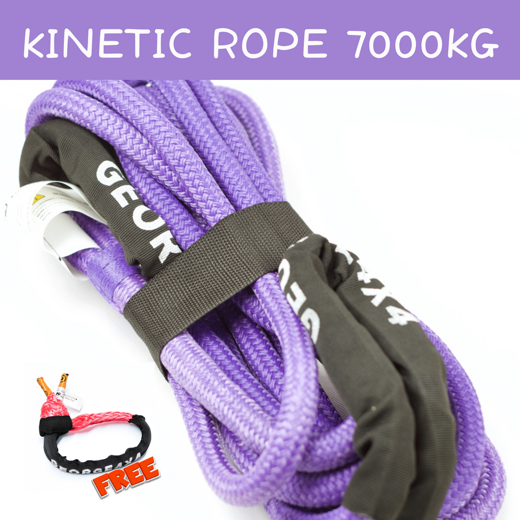 Nylon Kinetic Rope: 9m*7000kg Purple/Grey, 4WD Recovery Gear