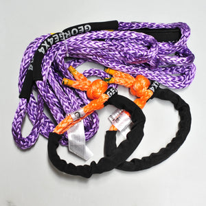 11mm 11000kg Extension Tow Rope(Purple) + 2*Soft Shackles 15000kg -4WD winch recovery Combo