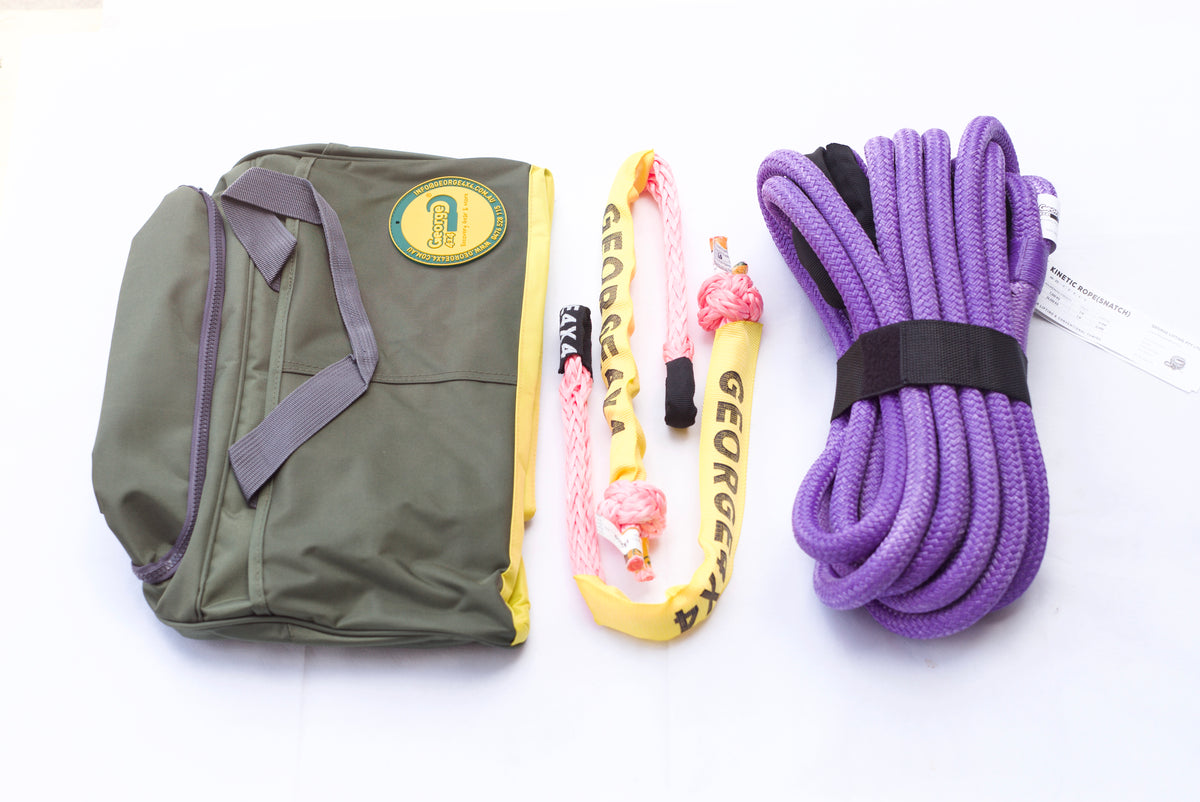 4WD Recovery 4PCS kit: Kinetic Rope 7000kg + 2*Soft Shackles + Bag ...