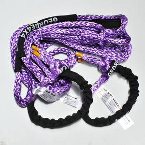 11mm 11000kg Extension Tow Rope(Purple) + 2*Soft Shackles 15000kg -4WD winch recovery Combo