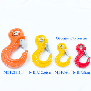 G80 Sling Winch Hook with Half Hammerlock 7/8mm*2000kg, 10mm*3150kg 13mm 5300kg, 4WD recovery 4x4 Towing and Lifting
