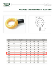 Load image into Gallery viewer, Grade 80 M20 Lifting Point Eye Bolt WLL 6ton Ring