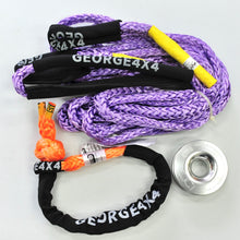 Load image into Gallery viewer, George4x4 4WD Lightweight Recovery Kit This kit includes  1pc*Extension Towing Rope (Orange/Purple), Australian made  11mm*10m  Breaking Strength: 11000kg  1pc*Soft Shackle (Orange/Purple diamond), Australian made  11mm*65cm  Breaking Strength: 15000kg    1pc*Aluminum Pulley Snatch Ring, Australian designed and NATA accredited lab tested  Inner-Outer diam: 30mm-100mm  Running rope: 8mm-14mm