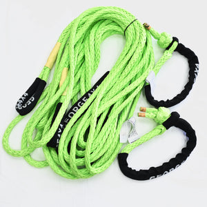 12mm Green Winch Extension / Tow Rope + 2× 19,800kg Green Soft Shackles – 4WD Recovery Combo
