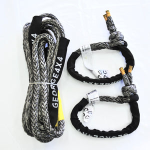 12mm Grey Winch Extension Tow Rope + 2× 19,800kg Soft Shackles – 4WD Recovery Combo