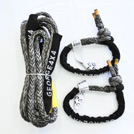12mm Grey Winch Extension Tow Rope + 2× 19,800kg Soft Shackles – 4WD Recovery Combo