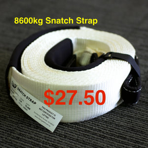 437586-Snatch Strap 8600KG-9M, 20% stretching White Flat Webbing