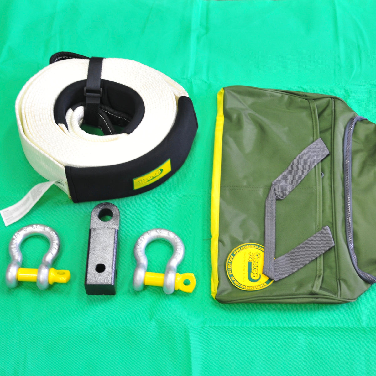 4WD Recovery kit: Snatch Strap + 2*Rated Shackles + Steel Hitch + Bag ...