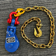 2T Tow Truck Winch Snatch Block with Chain & Shortener Hook Extension– 75mm Sheave