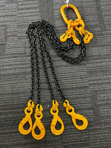 Chain Sling 4leg 6mm WLL 1.9Ton Fitted Eye SelfLocking Hook & Shortening Hook Custom Length  (Assembly and Tagged in Brisbane,Australia)