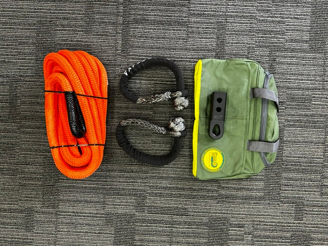 4WD Recovery 5PCS kit: Kinetic Rope 13.3t+22t Grey Soft Shackles+Soft ...