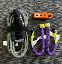 Load image into Gallery viewer, 10-Tonne Kinetic Recovery Kit 5pcs | Rope + 2 Yellow Soft Shackles+ Hitch | 4WD Snatch Recovery