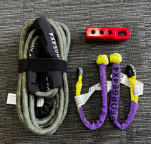 Load image into Gallery viewer, 10-Tonne Kinetic Recovery Kit 5pcs | Rope + 2 Yellow Soft Shackles+ Hitch | 4WD Snatch Recovery