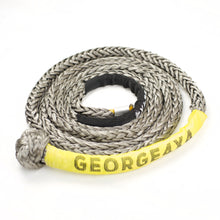 Load image into Gallery viewer, The Button Knot Winch Rope (BKWR) is made of UHMWPE. The knot protects the load-bearing portion of the rope by being the only exposed part on the fairlead, while only exposing the knot&#39;s head to potential damage. To enhance safety, a button knot serves as the attachment point for additional recovery equipment, eliminating metal in the system and reducing overall weight. Unlike hooks or steel wire ropes, button knots cannot cause injury if drawn over hard surfaces. Australian-made, tested. 12mm*11000kg