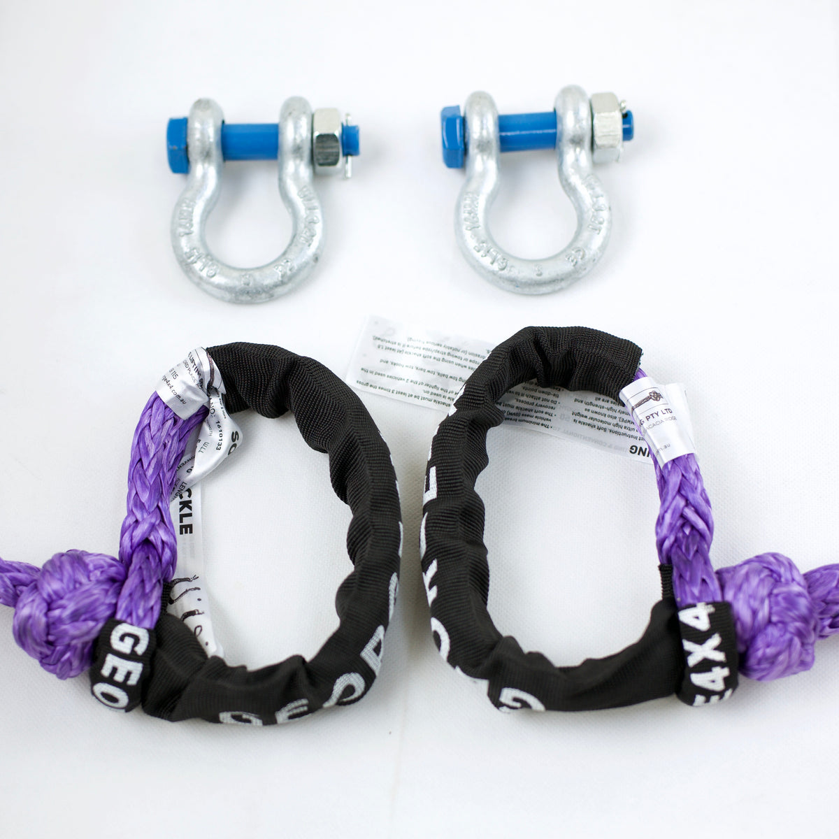 4WD Recovery Kit Shackle Combo: 2pcs*Soft Shackle 13300kg + Rated Stee ...