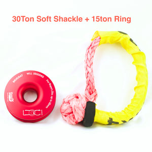 Heavy Duty Soft Shackle + Ring Combo: 30000kg Soft Shackle + 15000kg Winch Ring