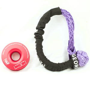 Ring & Soft Shackle Combo : 18000kg Soft Shackle + 11000kg Snatch Winch Pulley Ring RED