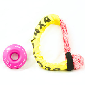 Ring & Soft Shackle Combo : 24500kg Soft Shackle + 11000kg Snatch Winch Pulley Ring Pink)
