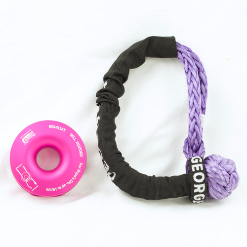 Pink Ring 11000kg + Soft Shackle 18000kg Combo Winch Pulley 4WDing Recovery