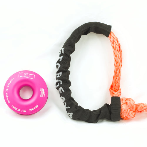 Pink Ring 11000kg + Soft Shackle 15000kg Combo Winch Pulley on 4WD off-road